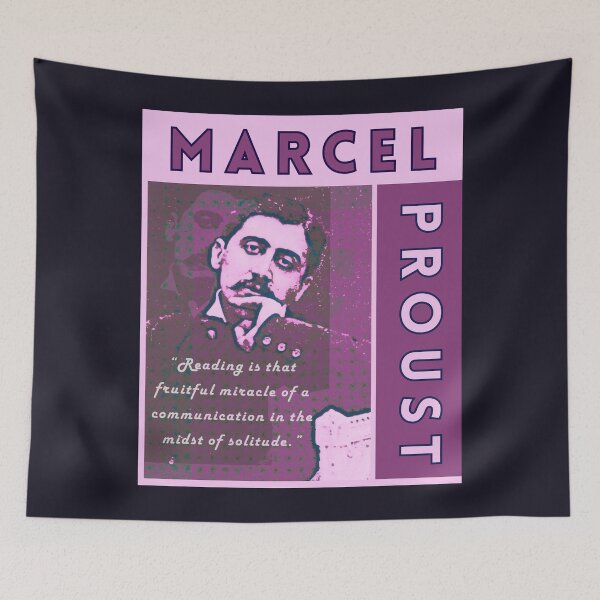 Item preview, Marcel Proust portrait and quote: Reading is that fruitful miracle of a communication in the midst of solitude. designed and sold by artbleed.