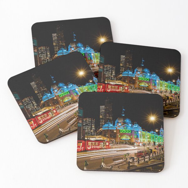 Item preview, Melbourne, Flinders Street Railway Station at night designed and sold by Chris Cobern.