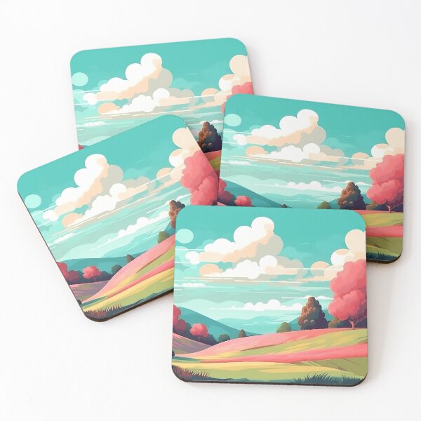 Item preview, Paisaje abstracto con colinas y árboles y cielo nublado. designed and sold by osadchyii.