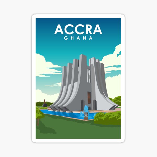Aperçu de l'œuvre Accra Ghana Affiche de voyage rétro minimale vintage créée et vendue par Stadify.