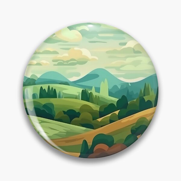 Artikelvorschau, Abstrakte Landschaft mit Hügeln und Bäumen und bewölktem Himmel. entworfen und verkauft von osadchyii.