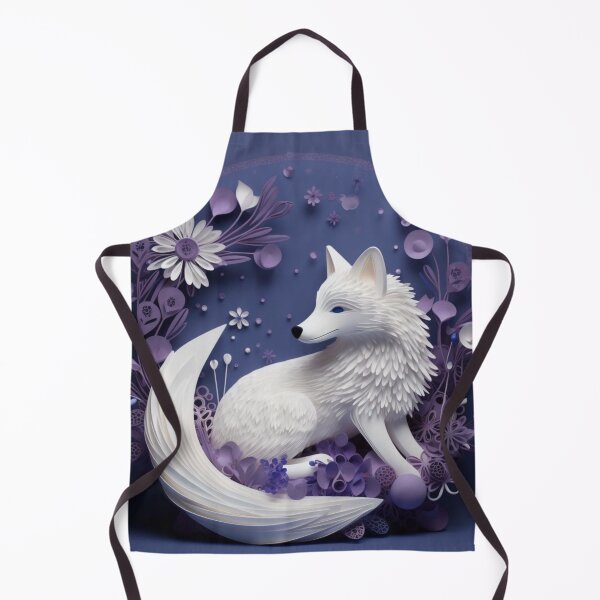 Aperçu de l'œuvre White fox with flowers on a blue background. 3d rendering. créée et vendue par aiphotosart.