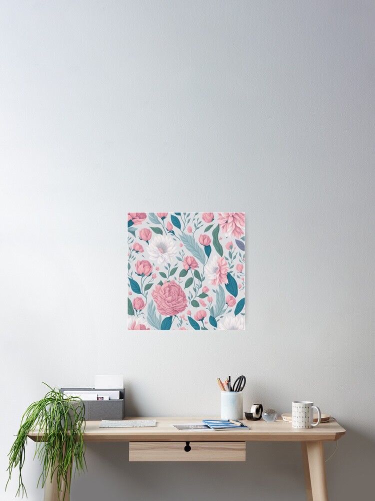 Thumbnail 2 of 3, Poster, Romantic Flower Pattern_4 designed and sold by bubblegarden.