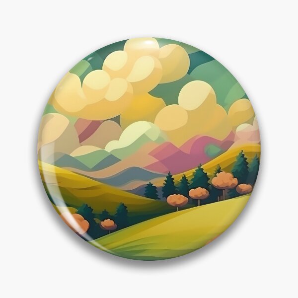Artikelvorschau, Abstrakte Landschaft mit Hügeln und Bäumen und bewölktem Himmel. entworfen und verkauft von osadchyii.