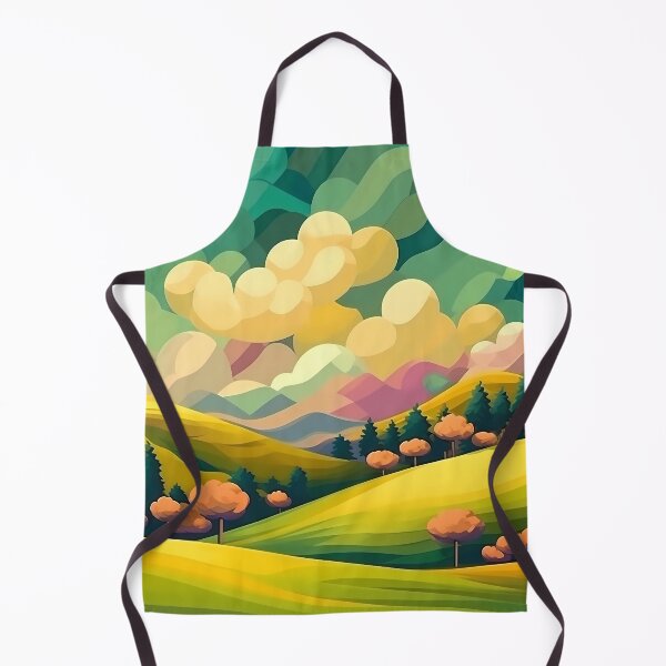 Artikelvorschau, Abstrakte Landschaft mit Hügeln und Bäumen und bewölktem Himmel. entworfen und verkauft von osadchyii.
