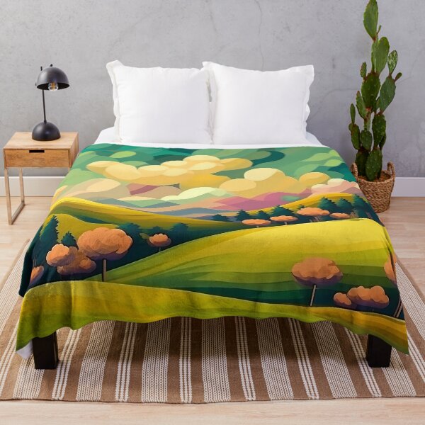 Item preview, Paisaje abstracto con colinas y árboles y cielo nublado. designed and sold by osadchyii.