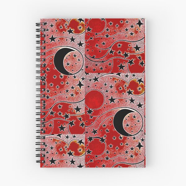 Item preview,  Moon and white starry linograph folk art designed and sold by Earth Nature Creations.