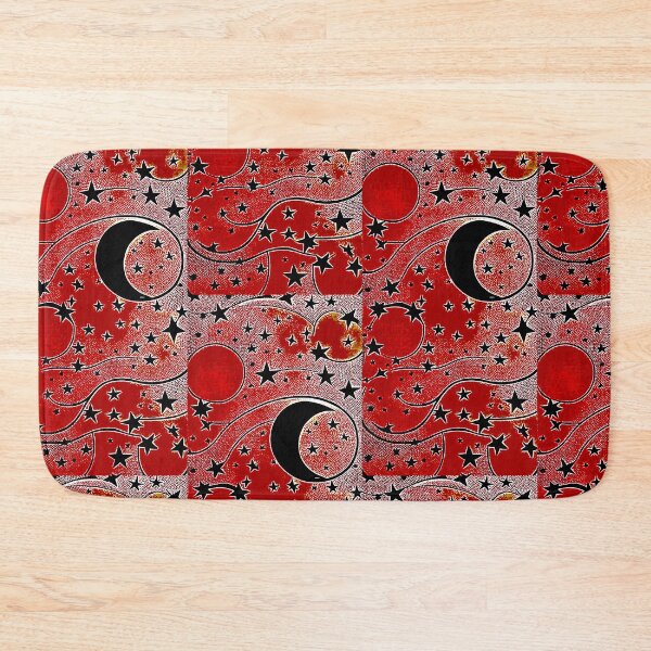 Item preview,  Moon and white starry linograph folk art designed and sold by Earth Nature Creations.