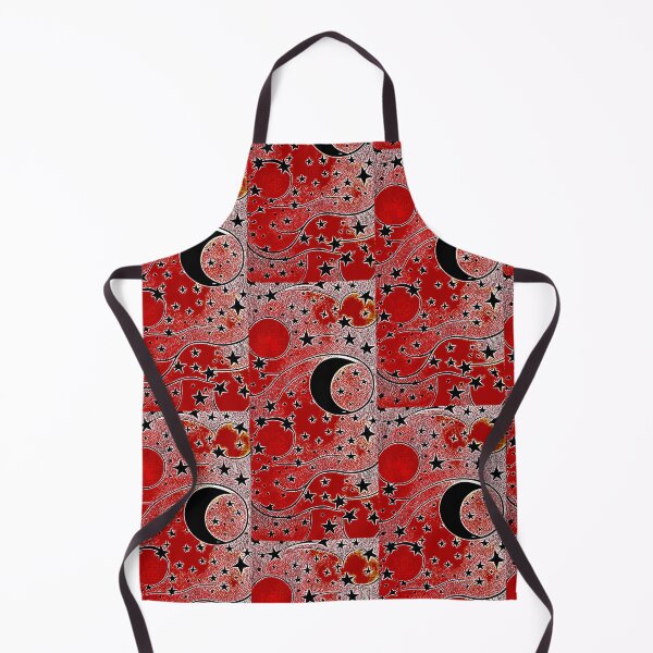 Item preview, Moon and white starry linograph folk art designed and sold by Earth Nature Creations.