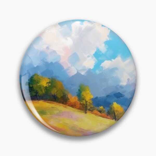 Artikelvorschau, Abstrakte Landschaft mit Hügeln und Bäumen und bewölktem Himmel. entworfen und verkauft von osadchyii.