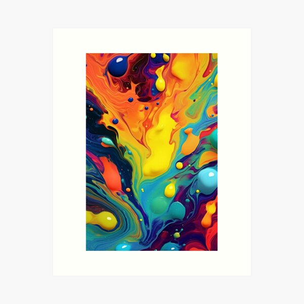 Acrylic Dutch Pour, Fluid Formation Style Abstract Painting Canvas Print. AI generated Art Print