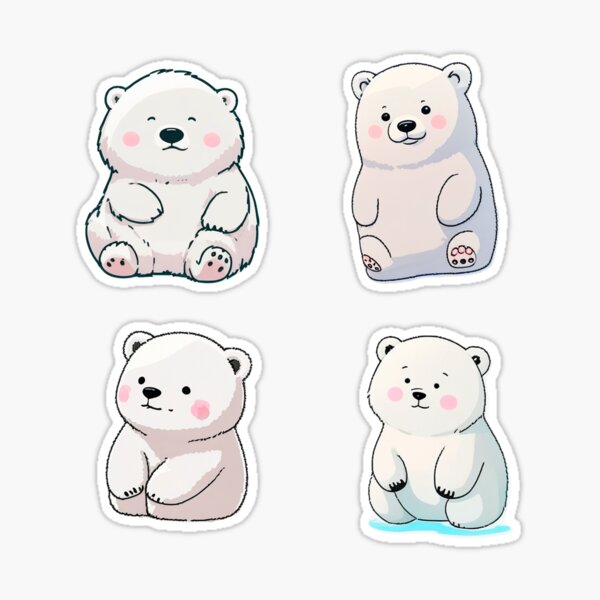 Polar Animal Stickers, Polar Bear Stationery, Polar Bears Stickers