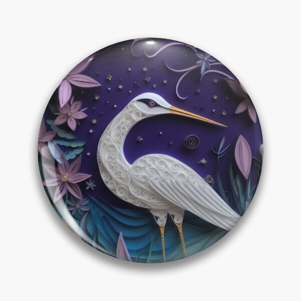 Artikelvorschau, Stork with flowers in a circle on a blue background. Paper cut. entworfen und verkauft von aiphotosart.