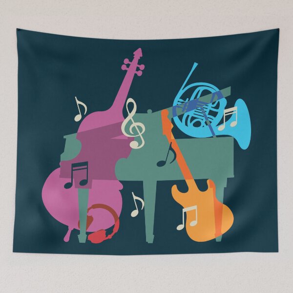 Item preview, Set of abstract colorful musical instruments. Logo or poster concept designed and sold by Familyshmot.