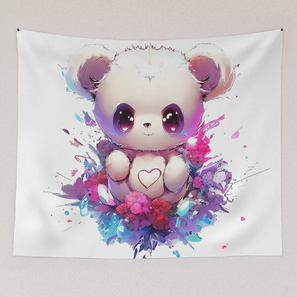 Item preview, Cute little valentine bear with aureole flowers and heart splash designed and sold by TomFrontierArt.