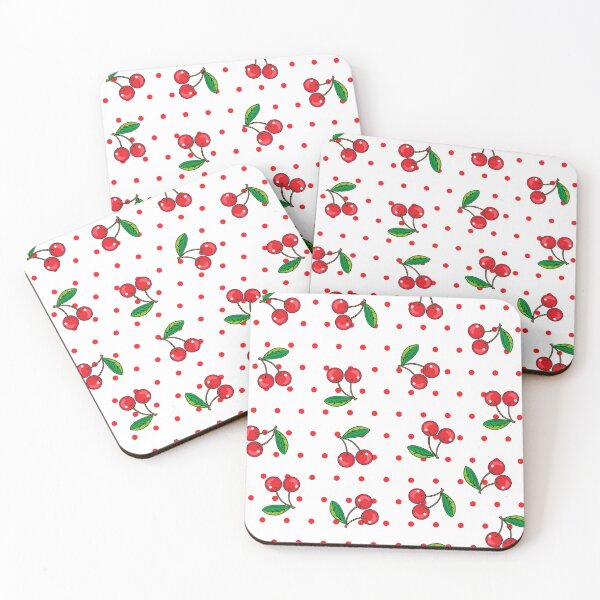 Item preview, Red Cherries and Polka Dots Fruit Pattern designed and sold by HotHibiscus.
