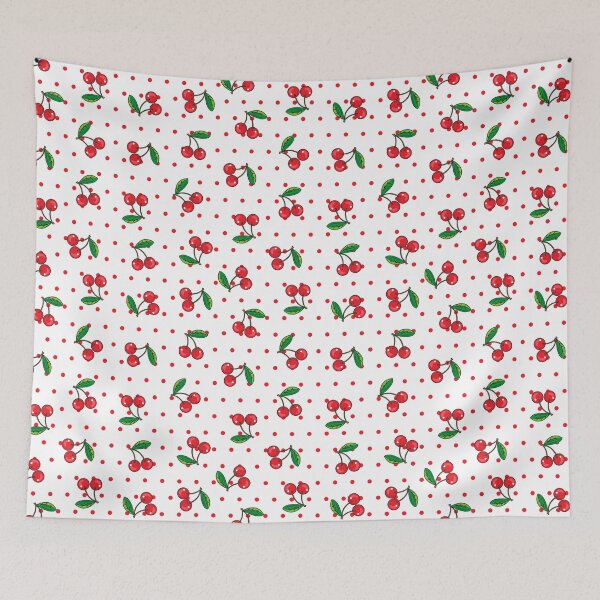Item preview, Red Cherries and Polka Dots Fruit Pattern designed and sold by HotHibiscus.