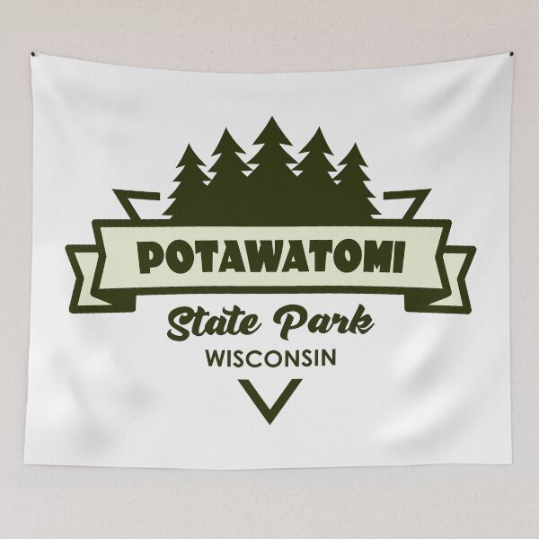 Item preview, Potawatomi State Park Wisconsin Trees And Ribbon designed and sold by bivenart.