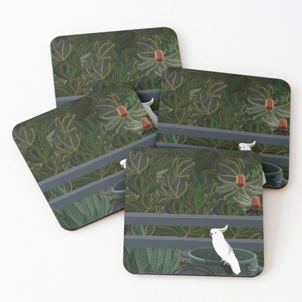 Item preview, Cacatúa blanca con papelera verde 2023 designed and sold by Donnahuntriss.