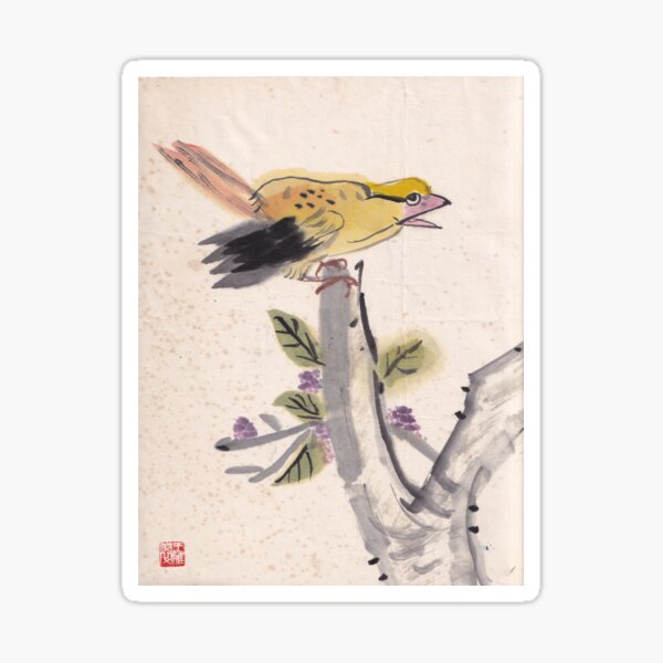 Chinese painting Yellow Bird Sticker