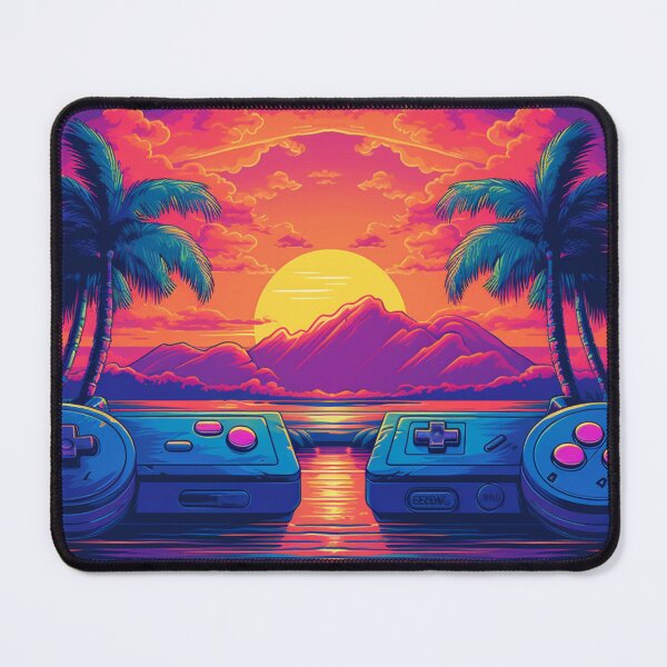 Item preview, Retro Futuristic Game Controllers Synthwave Sun And Palms designed and sold by Nightarcade.