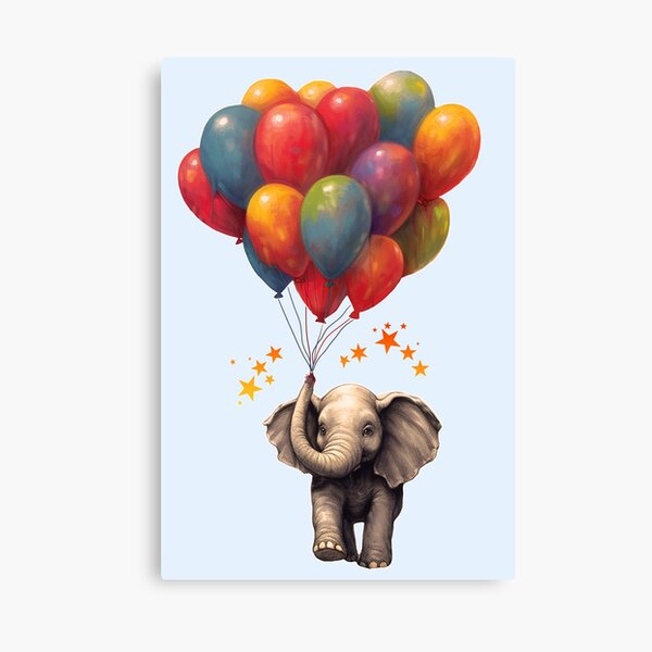 Elephant With Balloons Canvas Prints for Sale