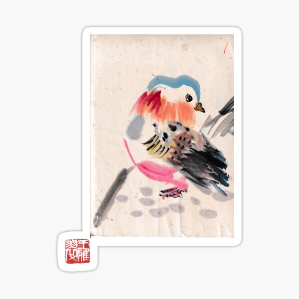 Chinese painting Mandarin Duck Sticker