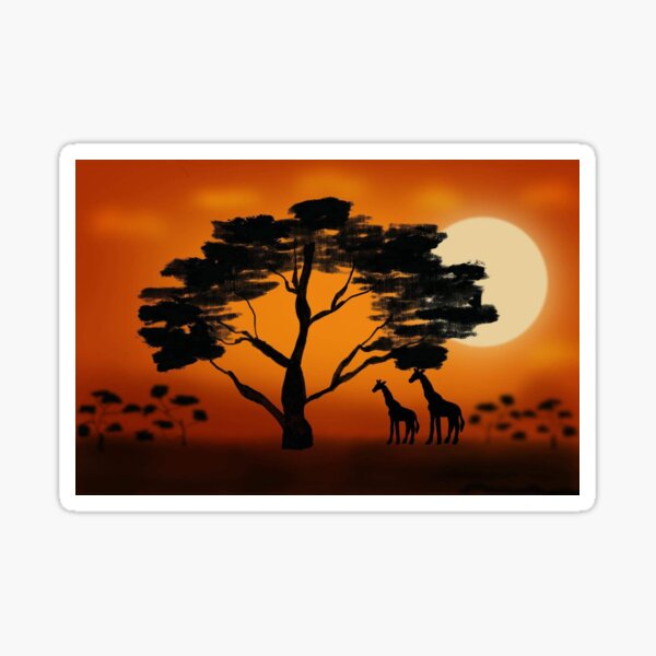 Item preview, African Landscape at sunset designed and sold by Jazpatisserie.