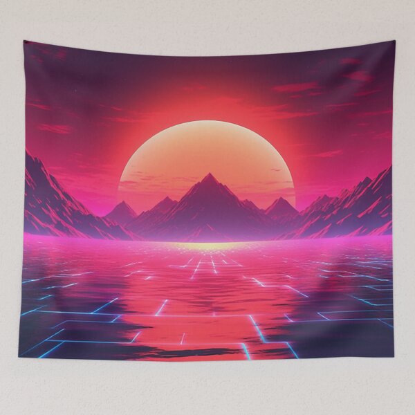 Item preview, 80s Synthwave Sun Mountains designed and sold by Nightarcade.