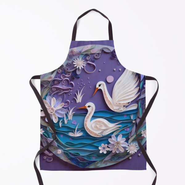 Artikelvorschau, Paper cut of two white swans on a purple background. Paper craft. entworfen und verkauft von aiphotosart.