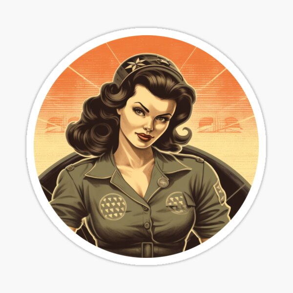 Military female pinup model in fighter pilot cap T-Shirt