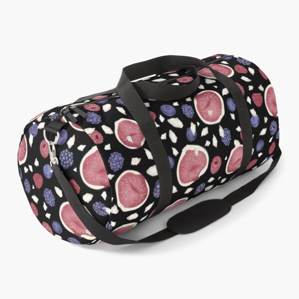 Figs and berries smoothie fruit patterns in black Duffle Bag