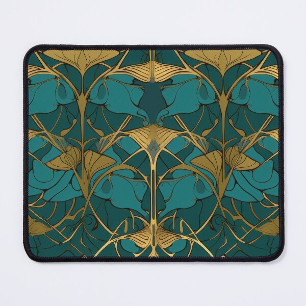 Item preview, Ginko teal and gold pattern designed and sold by Retrocranio.