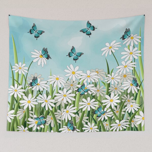 Item preview, Daisies And Butterflies Pattern Art designed and sold by Ayesha Saleem.