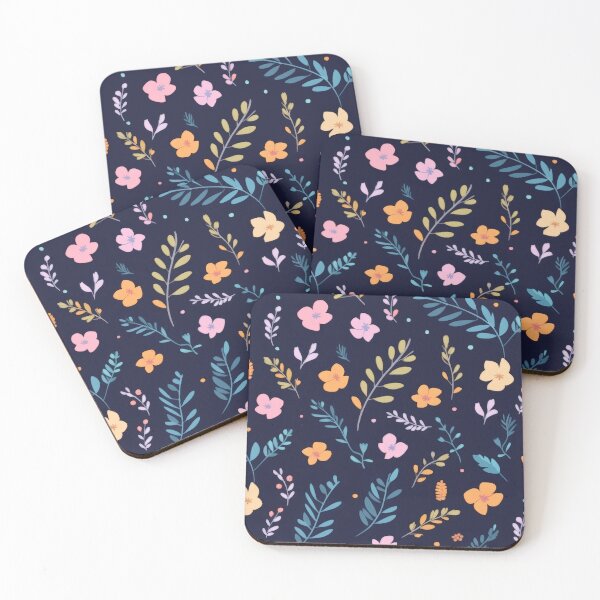 Item preview, Retro Flower minimalistic pattern | dark blue, orange, pink, teal designed and sold by Retrocranio.