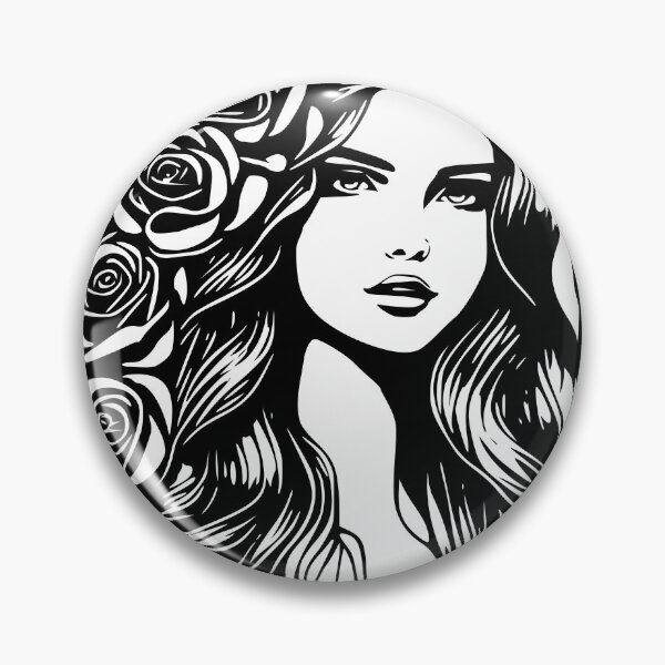 Item preview, Pretty Girl with Long Hair and Roses designed and sold by Shapes-Mania.
