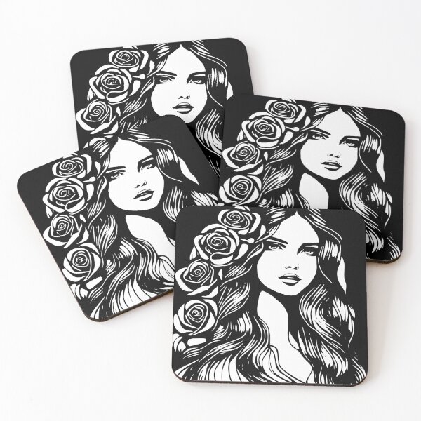 Item preview, Pretty Girl with Long Hair and Roses designed and sold by Shapes-Mania.