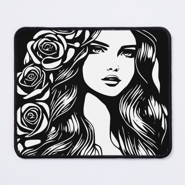 Item preview, Pretty Girl with Long Hair and Roses designed and sold by Shapes-Mania.