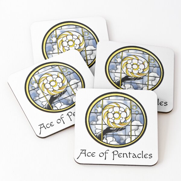Item preview, Minor Arcana Ace of Pentacles - Stained Glass Design for T-shirt, stickers and other accessories designed and sold by Pixel Waite.