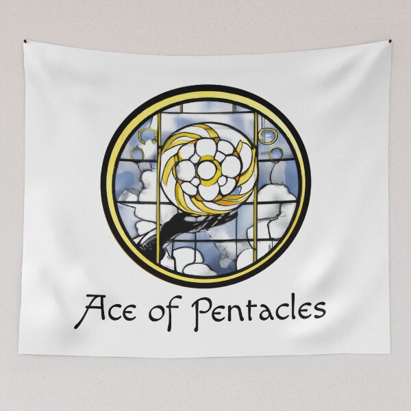 Item preview, Minor Arcana Ace of Pentacles - Stained Glass Design for T-shirt, stickers and other accessories designed and sold by Pixel Waite.