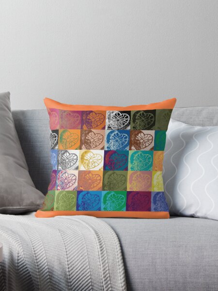 Heart to Heart Rendition, 5x6=30 (with orange border) Throw Pillow