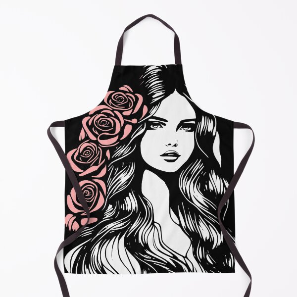 Item preview, Pretty Girl with Long Hair and Red Roses Black and White designed and sold by Shapes-Mania.