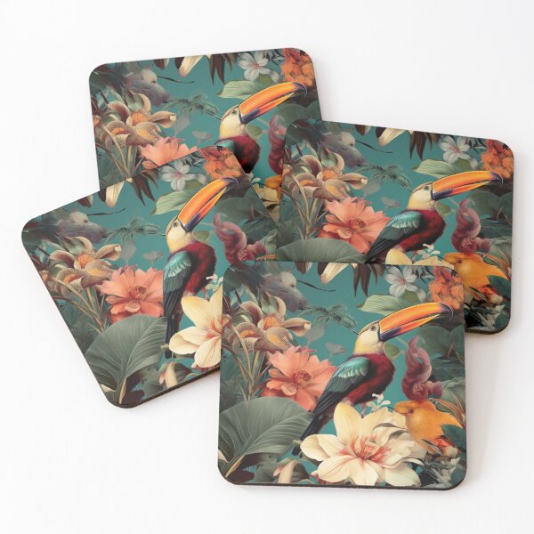 Item preview, Retro Tucano Jungle tropical floreal pattern designed and sold by Retrocranio.