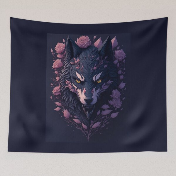 Item preview, Wolf with flowers girls, Wolf Lovers, Wolf Portrait designed and sold by YrtemmyS.