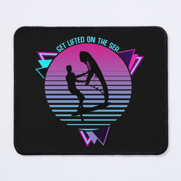 Item preview, Get Lifted on the Sea Synthwave 80s Wing Foil Wing Surf Wingfoiler Wingsurfer designed and sold by LumbardaDesigns.