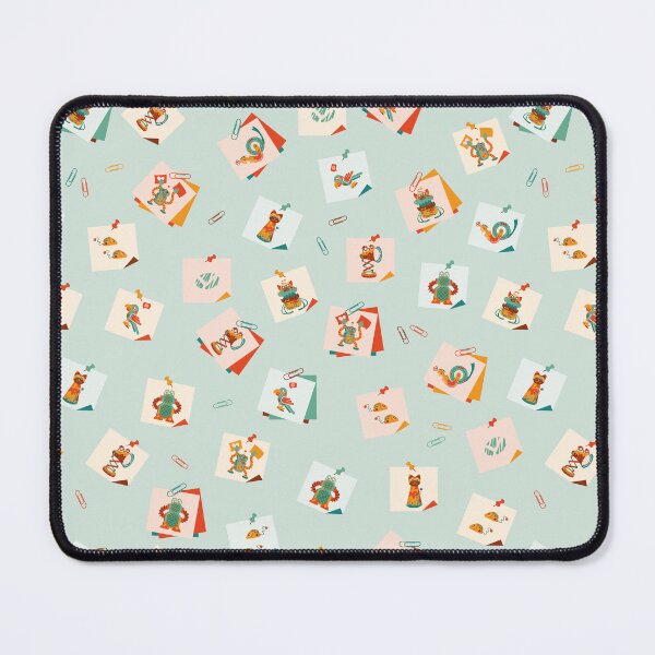 Item preview, Cute, Simple, Sticky notes of Colorful Robot portraits in green, orange, yellow and reddish colors on a light background designed and sold by Melissa Plugge-Dekker.