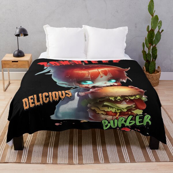 Item preview, Funny spooky Tiny girl zombie eat delicious burger designed and sold by TomFrontierArt.