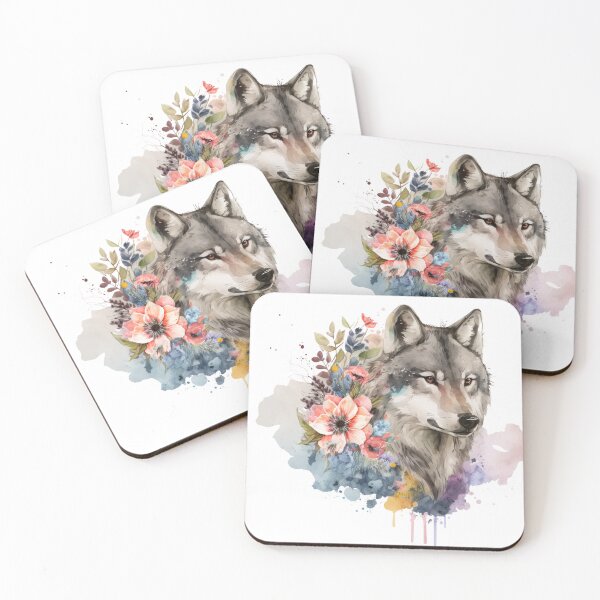 Item preview, colorful wolf with flowers girls designed and sold by My French Touch.