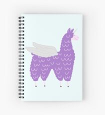 Lustiger lila Fliegen Llamacorn Cartoon Spiralblock