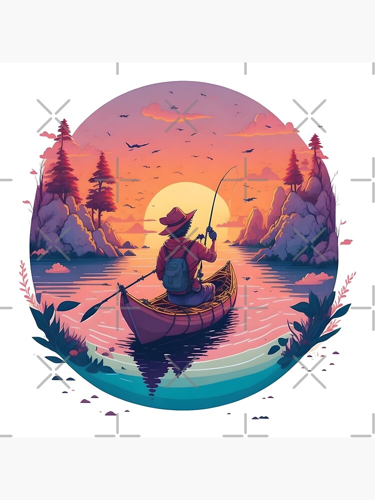 Sunset Serenade: Kayak Fishing, Scenic River, and Vivid Color Palette  Poster for Sale by Ceemko